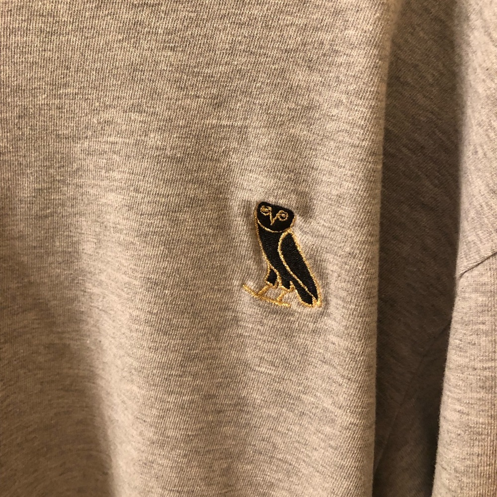 Heather Gray OVO October’s Very Own like new logo long sleeve crew neck